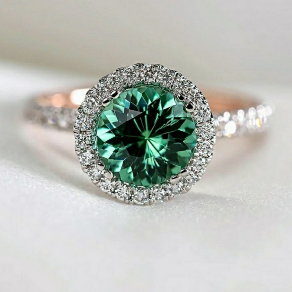 Jewelry - New Green Cubic Zirconia Two Tone Ring